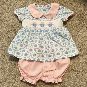 Shrimp and grits kids girls pumpkin fall thanksgiving outfit size 12m like new